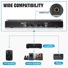Load image into Gallery viewer, Wireless Microphone System 4 Channel UHF 4 Lavalier Lapel Headset Mics for Karaoke Church Speaking Conference Meeting Party, 4x25 Adjustable Frequency (4 Bodypack)
