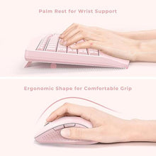 Load image into Gallery viewer, Wireless Keyboard and Mouse - Ergonomic Keyboard and Mouse Combo Full Size Keyboard Cordless with Palm Wrist Rest Ergonomic Mouse Wireless for Windows Computers Laptops - Pink
