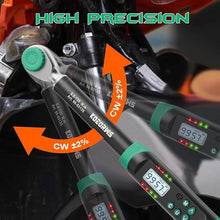 Load image into Gallery viewer, 3/8 Inch Drive Digital Torque Wrench, 5.02-99.57Ft.lb/6.8-135N.m, Long Electronic Torque Wrench with Preset Value, Buzzer &amp; LED Indicator, ±2% Accuracy Torque Wrench for Bike, Motorcycles
