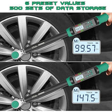 Load image into Gallery viewer, 1/2 Inch Drive Digital Torque Wrench, 7.38-147.5Ft.lb/10-200N.m, Long Electronic Torque Wrench with Preset Value, Buzzer &amp; LED Indicator, 2% Accuracy for Bike, Motorcycles, Car
