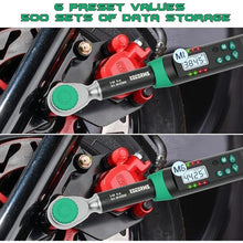 Load image into Gallery viewer, 3/8 Inch Drive Digital Torque Wrench, 2.21-44.25Ft.lb/3-60N.m, with Preset Value, Buzzer &amp; LED Indicator, ±2% Accuracy Torque Wrench for Bike, Motorcycles
