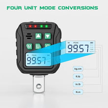 Load image into Gallery viewer, 1/2-Inch Digital Torque Adapter, 5.02-99.57 Ft.lb/6.8-135 N.m, Electronic Torque Wrench Converter with ±2% Accuracy, Preset Function, Data Storage, 3/8” &amp; 1/4” Adapter for Bike, Moto, Car
