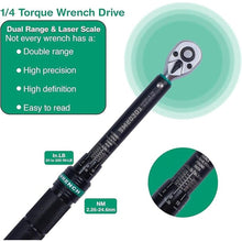 Load image into Gallery viewer, 1/4-Inch Drive Click Torque Wrench, 20-220 In.lb/2.26-24.9 Nm Dual-direction Torque Wrench, Bike Torque Wrenches with Dual Range Scales, Quick Release Reversible Head for Bicycle, Motorcycle
