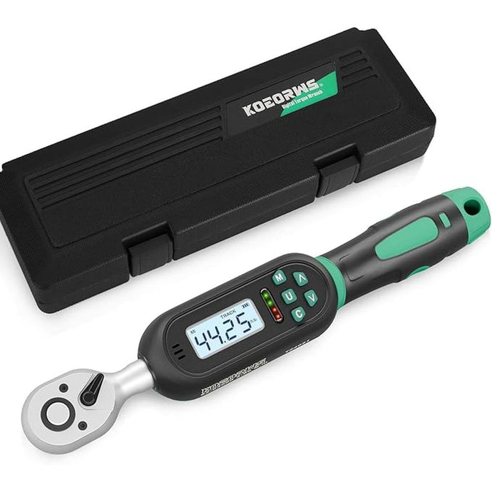 3/8 Inch Drive Digital Torque Wrench, 2.21-44.25Ft.lb/3-60N.m, Electronic Torque Wrench with Preset Value, Buzzer & LED Indicator, 2% Accuracy for Bike, Motorcycles