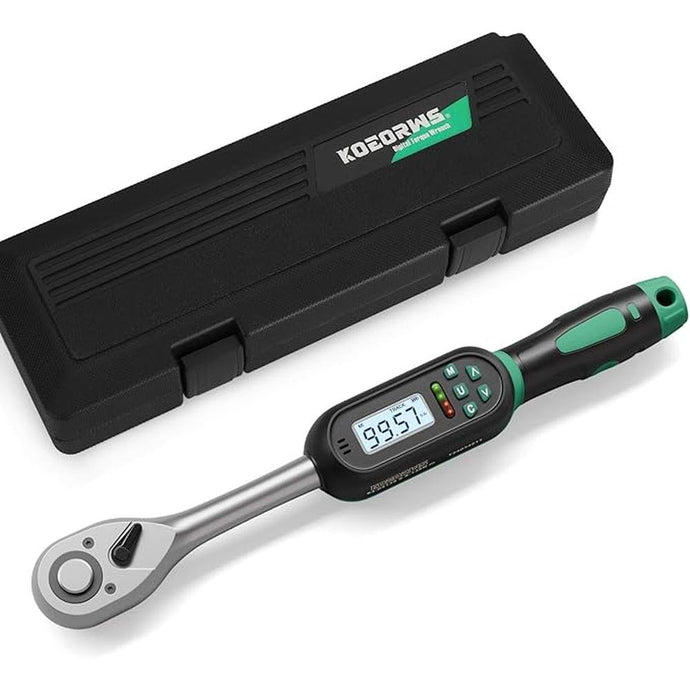 1/2 Inch Drive Digital Torque Wrench, 5.02-99.57Ft.lb/6.8-135N.m, Electronic Torque Wrench with Preset Value, Buzzer & LED Indicator, 2% Accuracy for Bike, Motorcycles