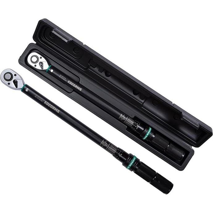1/2-Inch Drive Click Torque Wrench, 20-160 Ft.lb/27.1-217 Nm Dual-direction Torque Wrench with ±3% High Precision, Dual Range Scales, Quick Release Reversible Head for Motorcycle, Car