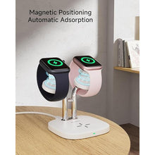 Load image into Gallery viewer, Dual Watch Charger with Fast Charging for Apple Watch, SwanScout 704A, 3-in-1 Wireless Charging Station Stand for Apple Watch Ultra 2/9/8/7/SE, Wireless Charger Dock for AirPods Pro 2/3/2 (White)
