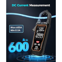 Load image into Gallery viewer, Smart Digital Clamp Meter DC/AC Current Multimeter 600A AC/DC Voltage Tester TRMS Counts Auto-ranging Resistance Capacitance Diodes Continuity Live Wire Temperature
