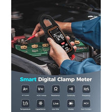 Load image into Gallery viewer, Smart Digital Clamp Meter DC/AC Current Multimeter 600A AC/DC Voltage Tester TRMS Counts Auto-ranging Resistance Capacitance Diodes Continuity Live Wire Temperature
