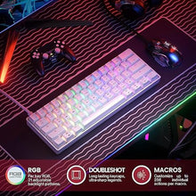 Load image into Gallery viewer, HK GAMING GK61 SE 60% | Mechanical Gaming Keyboard | 61 Keys Multi Color RGB LED Backlit for PC/Mac Gamer | US Layout (White, Mechanical Speed Silver)
