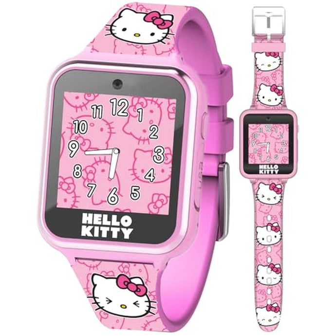 Accutime Hello Kitty Kids Smartwatch - Interactive Touchscreen with 10 Watch Faces, Camera, Games, Alarm, Step Tracker & More - Fun Gift for Girls with Pink Silicone Strap - Fits Wrists 5.5'' to 8.0