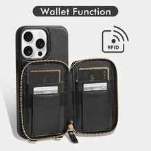 Load image into Gallery viewer, ZVE for iPhone 15 Pro Wallet Case, Crossbody Phone Purse with Card Holder for Women, Zipper Leather RFID Blocking Carrying Cover with Wrist Strap for iPhone 15 Pro 6.1 inch- Black
