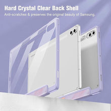 Load image into Gallery viewer, Fintie Hybrid Slim Case for Samsung Galaxy Tab S10 Plus 2024 / S9 FE Plus 5G 12.4 Inch 2023 with S Pen Holder, Shockproof Cover with Clear Transparent Back Shell, Auto Wake/Sleep, Lilac Marble
