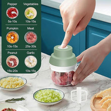 Load image into Gallery viewer, Electric Garlic Chopper, 250ML Garlic Mincer with Egg Beater, Mini Portable Vegetable Chopper, Garlic Grinder Masher Onion Chopper, USB Small Food Processor for Veggie, Garlic, Ginger, Chili(Green)
