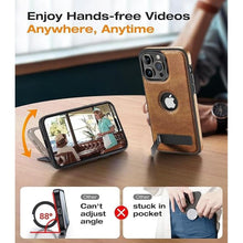 Load image into Gallery viewer, Magnetic for iPhone 15 Pro Max Leather Case,Built-in Invisible Stand [Compatible with Magsafe] Protective Slim Kickstand Phone Cover Compatible with iPhone 15 Pro Max (2023) 6.7"(Brown)
