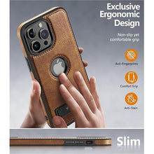 Load image into Gallery viewer, Magnetic for iPhone 15 Pro Max Leather Case,Built-in Invisible Stand [Compatible with Magsafe] Protective Slim Kickstand Phone Cover Compatible with iPhone 15 Pro Max (2023) 6.7"(Brown)
