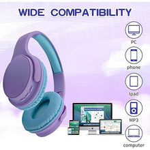 Load image into Gallery viewer, Kids Wireless Headphones, Bluetooth Headphones for Teen Kids, Over Ear Toddler Headphones Foldable with Built-in Mic for Cell Phones TV Tablet School Network Boys Girls (e6 Purple)
