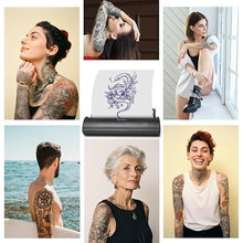 Load image into Gallery viewer, VLOXO Thermal Transfer Tattoo Printer, Cordless Portable Tattoo Machine Rechargeable Thermal Stencil Copier Compatible with iOS &amp; Android Phone with 10pcs Tattoo Transfer Paper
