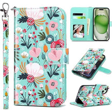 Load image into Gallery viewer, ULAK Compatible with iPhone 15 Wallet Case for Women, Premium PU Leather Flip Cover with Card Holder, Kickstand Feature Protective Purse Case for iPhone 15 2023 6.1 Inch, Mint
