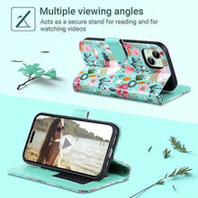 Load image into Gallery viewer, ULAK Compatible with iPhone 15 Wallet Case for Women, Premium PU Leather Flip Cover with Card Holder, Kickstand Feature Protective Purse Case for iPhone 15 2023 6.1 Inch, Mint
