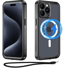 Load image into Gallery viewer, for iPhone 15 Pro Max Case Waterproof Magnetic with Built-in Screen Protector,[Compatible with MagSafe] Shockproof Dustproof Heavy Duty Full Body Protective Cover 6.7 Inch Black
