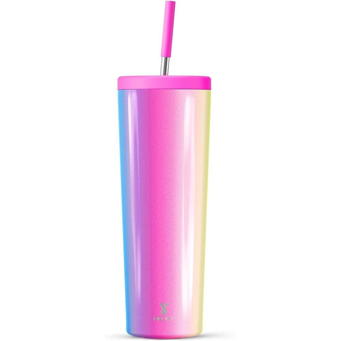Meoky 30 oz Insulated Tumbler with Lid and Straw, Stainless Steel Vacuum Insulated Tumbler, Keeps Cold for 24 Hours, 100% Leak Proof, Fits in Car Cup Holder (Carnival)