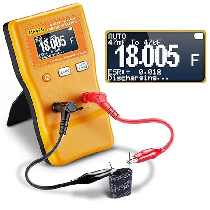 MF470 Capacitor Tester, ESR Meter Microfarad Meter Farad Super Capacitor Tester, Auto Ranging Capacitor Meter, Electrical Meter Measurement 0.01pF to 470,000,000uF