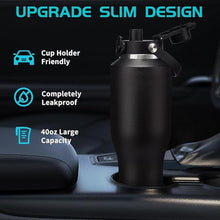 Load image into Gallery viewer, 40 OZ Stainless-steel Insulated Water Bottles - Cold 48H &amp; Hot 24H, Leak-Proof Metal Water Flask with Sleeve, Protective Boot, BPA Free Vacuum Insulated 40oz Water Bottle Fits In Cup Holder
