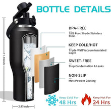 Load image into Gallery viewer, 40 OZ Stainless-steel Insulated Water Bottles - Cold 48H &amp; Hot 24H, Leak-Proof Metal Water Flask with Sleeve, Protective Boot, BPA Free Vacuum Insulated 40oz Water Bottle Fits In Cup Holder
