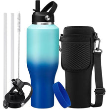 Load image into Gallery viewer, Insulated Water-Cup Skinny-Bottle 40 oz - Stainless Steel Insulated Water Bottles fits in Cup Holder, Leak Proof Metal Flask Water Cup with Straw Spout Lids for Women Men
