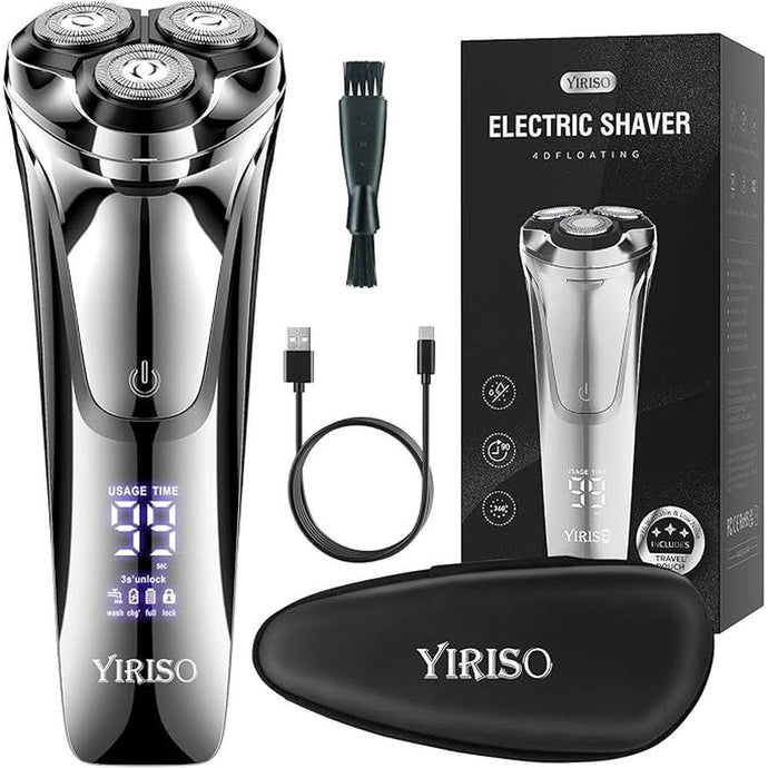 Electric Razor for Men, Men’s Electric Shavers, Wet & Dry Shaver with Pop-up Trimmer, USB-C Rechargeable Waterproof Portable Shaver with LCD Display/Travel Organizer/Travel Lock Ideal Men Gift