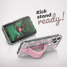 Load image into Gallery viewer, ENCASED Finger Loop Case, Designed for iPhone 15 Pro Max (2023) Cute Floral Hand Strap Cover with Silicone Grip Phone Holder (Clear/Pink Flowers)
