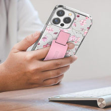 Load image into Gallery viewer, ENCASED Finger Loop Case, Designed for iPhone 15 Pro Max (2023) Cute Floral Hand Strap Cover with Silicone Grip Phone Holder (Clear/Pink Flowers)
