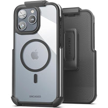 Load image into Gallery viewer, Encased MAG Case Designed for iPhone 15 Pro Belt Case with Holster Clip (Compatible with MagSafe) Black/Clear
