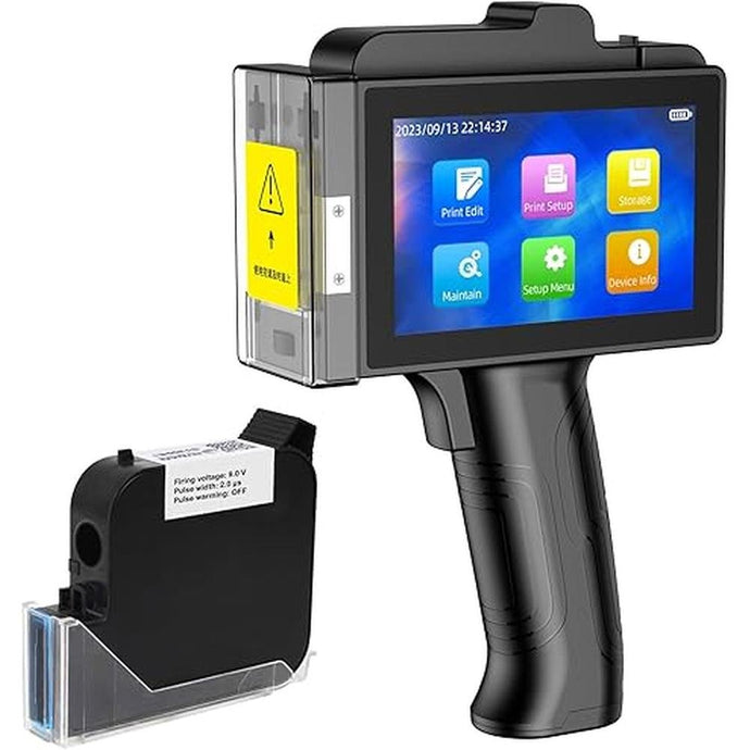TIJ800P Handheld Inkjet Printer 1 inch Portable Handheld Printer Gun 5 Inch Screen Quick Drying Inkjet Coding Machine for Batch Number/Date/Barcode/QR Code/Logo etc