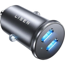 Load image into Gallery viewer, LISEN 90W USB C Car Charger, 2-Port PD 45W &amp; QC 3.0 USB C Cigarette Lighter Adapter for iPhone 16 [All Metal &amp; Mini] USB C Car Charger Fast Charging for iPhone 16/15/14/13 Pro, Galaxy S25/S24, iPad
