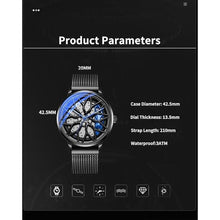 Load image into Gallery viewer, SOLLEN Car Watches for Men, Spinning Car Wheel Rim Watch, Casual Waterproof Men's Wrist Watch with Japanese Quartz &amp; Luminous Function, Gift for Adults, Car Enthusiast - 42.5mm
