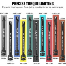 Load image into Gallery viewer, 1/2" Drive Torque Limiting Extension Bar Set, 10-Piece Lug Nut Torque Stick Set With 8 Inch Color-Coded 65 to 150 Ft-Lbs Torque Sticks

