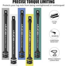 Load image into Gallery viewer, 1/2" Drive Torque Limiting Extension Bar Set, 5-Piece Lug Nut Torque Stick Set With 8 Inch Color-Coded 65 to 140 Ft-Lbs Torque Sticks
