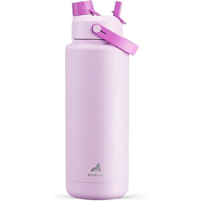 40 oz Insulated Water Bottle with 2-in-1 Straw and Spout Lid, Keep Cold 24H, Leak-Proof, BPA-Free, Double Wall Stainless Steel Water Bottle for Sports, Gym, Travel, and School (Misty Lilac)