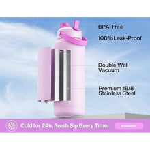 Load image into Gallery viewer, 40 oz Insulated Water Bottle with 2-in-1 Straw and Spout Lid, Keep Cold 24H, Leak-Proof, BPA-Free, Double Wall Stainless Steel Water Bottle for Sports, Gym, Travel, and School (Misty Lilac)
