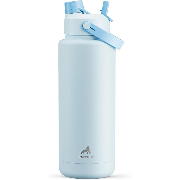 40 oz Insulated Water Bottle with 2-in-1 Straw and Spout Lid, Keep Cold 24H, Leak-Proof, BPA-Free, Double Wall Stainless Steel Water Bottle for Sports, Gym, Travel, and School (Sea Breeze)