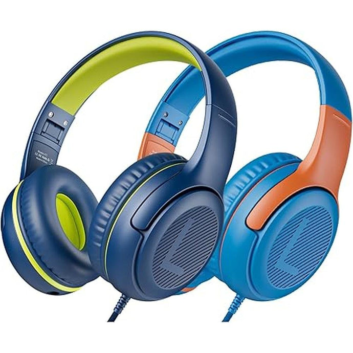 Kids Headphones Wired Toddler Headphones with Microphone, Over-Ear Headphones, 85/94dB Volume-Limiting, 3.5mm Jack, Foldable On-Ear Design - Safe & Comfortable for Learning BRBO