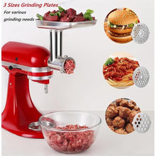 Load image into Gallery viewer, Food Grinder Attachment for KitchenAid Mixers,Stainless Steel Dishwasher Safe Meat Mincer Accessories Set Included 3 Sausage Stuffer Tubes
