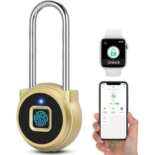 Load image into Gallery viewer, Fingerprint Lock - 2.1 Inch Long Shackle Combination Lock with Fingerprint Bluetooth, Smart Digital Biometric Padlock Keyless Waterproof Fingerprint Lock for Gym Locker Case Hasp Cabinet
