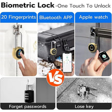 Load image into Gallery viewer, Fingerprint Lock - 2.1 Inch Long Shackle Combination Lock with Fingerprint Bluetooth, Smart Digital Biometric Padlock Keyless Waterproof Fingerprint Lock for Gym Locker Case Hasp Cabinet
