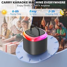 Load image into Gallery viewer, Karaoke Machine for Kids, Mini Bluetooth Speaker with 2 Wireless Microphones &amp; Disco Lights for Kids Home Party, Xmas Birthday Gifts Toys for Girls Boys 4-12+ Years Old
