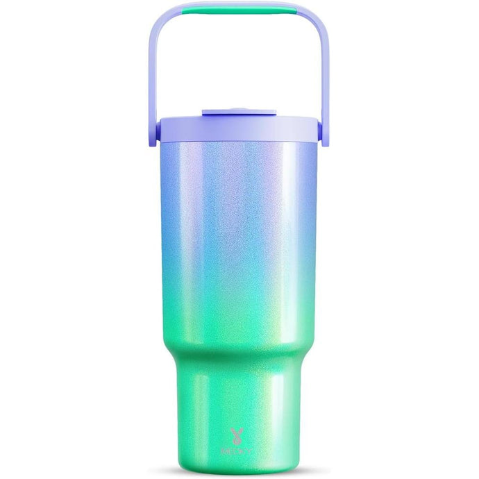 Meoky 32 oz Tumbler with Handle, Tumbler with Lid and Straw, Stainless Steel Travel Mug, 100% Leak Proof, Keeps Cold for 24 Hours, Fits in Car Cup Holder (Fairyland)