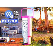 Load image into Gallery viewer, Meoky 40 oz Tumbler with Handle and Straw, Insulated Water Bottle, Stainless Steel Travel Mug, Keeps Cold for 34 Hours, 100% Leak Proof, Fits in Car Cup Holder (Carnival)

