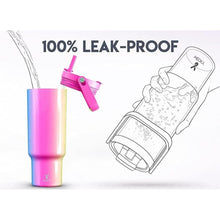 Load image into Gallery viewer, Meoky 40 oz Tumbler with Handle and Straw, Insulated Water Bottle, Stainless Steel Travel Mug, Keeps Cold for 34 Hours, 100% Leak Proof, Fits in Car Cup Holder (Carnival)

